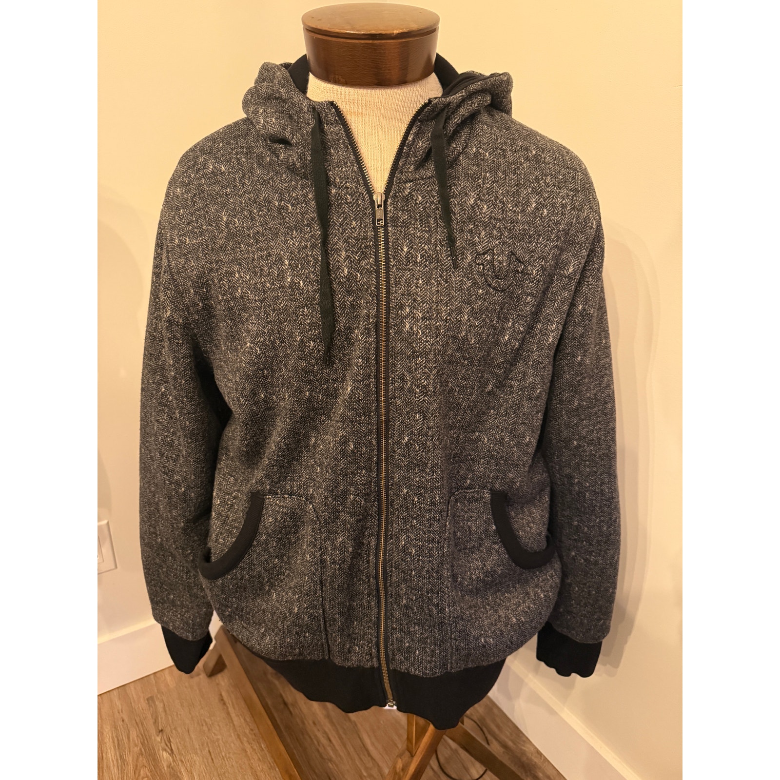 True Religion Men’s Gray Full Zip Hoodie Size 2xl